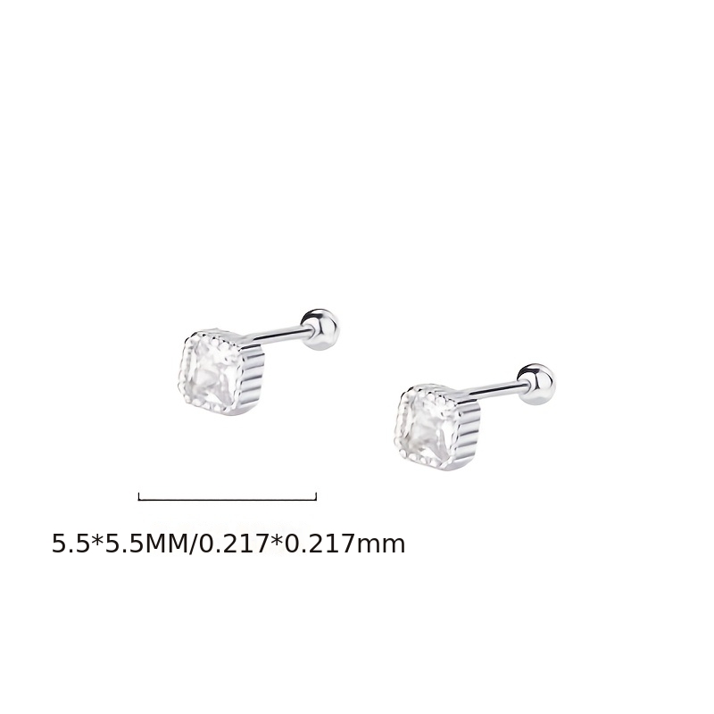 Women's 925 Sterling Silver Minimalist Geometric Square Earrings